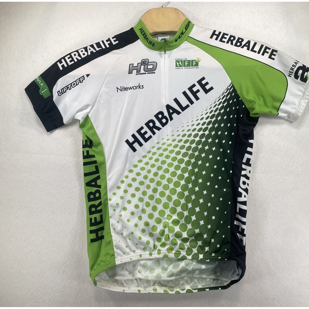 Voler Cycling Jersey Mens Large Green Black Herbalife Zip Short Sleeve C26